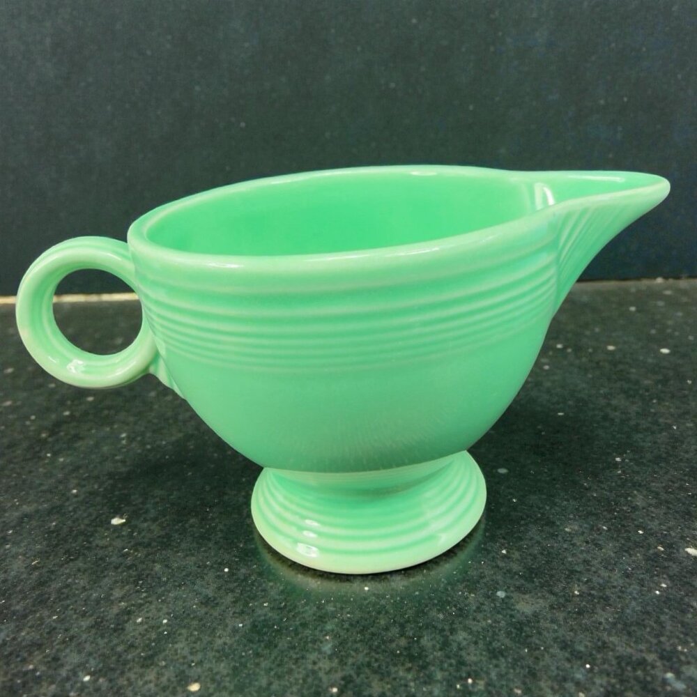 Fiesta Green Fiestaware Small Pitcher Creamer Jug USA Pottery Ring Handle Marked